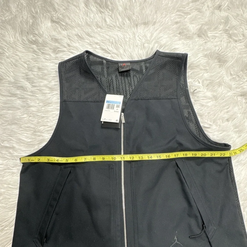 JORDAN Essentials Canvas Mesh Vest Men Medium M Black Full Zip Pockets‎ New $140